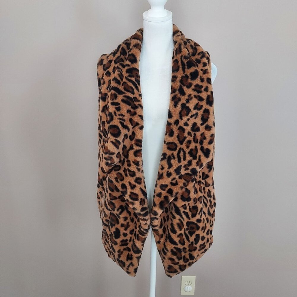 BB Dakota  Women'S Purr Crazy Vest Leopard Print Faux Fur Size Sm  NWOT